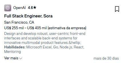 Captura de tela de vaga real para desenvolvedor anunciada no LinkedIn