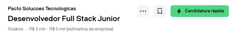 Captura de tela de vaga real para desenvolvedor anunciada no LinkedIn